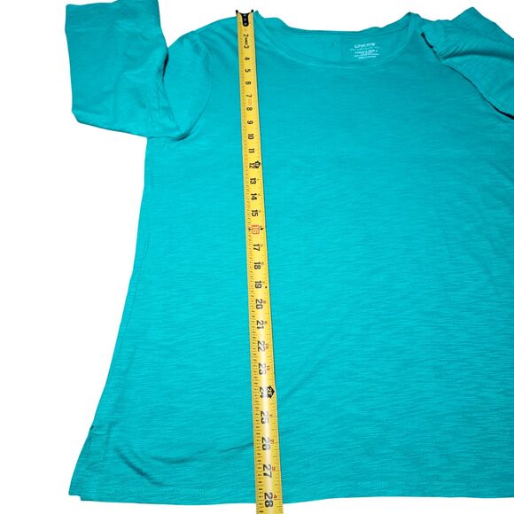 Chicos Women's XL Ultimate Tee Button Back Slub Knit Teal/Green Cotton/Modal - Picture 10 of 11
